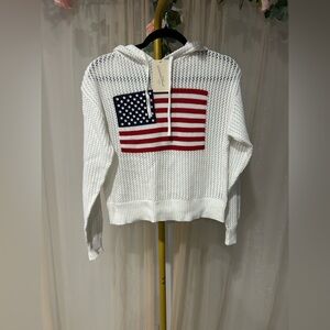 Universal Thread White American Flag Knit Hoodie Sweater XS
